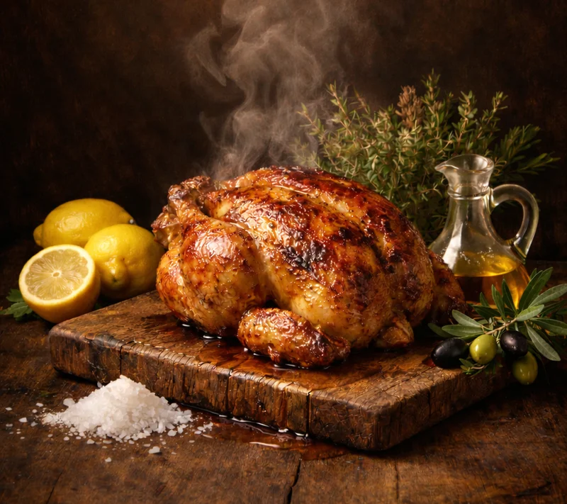 Poulet rôti doré à la broche